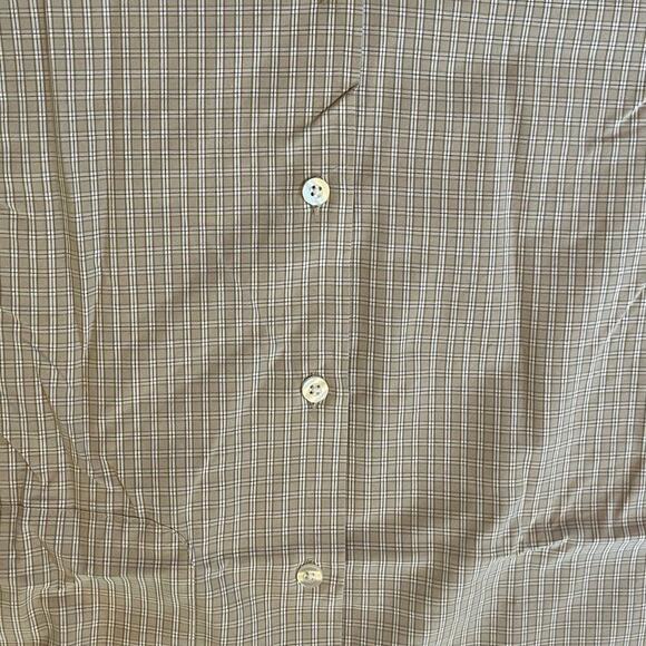 Vintage Van Heusen Men's Plaid Shirt - Brown/Tan - Size Large - Picture 4 of 6